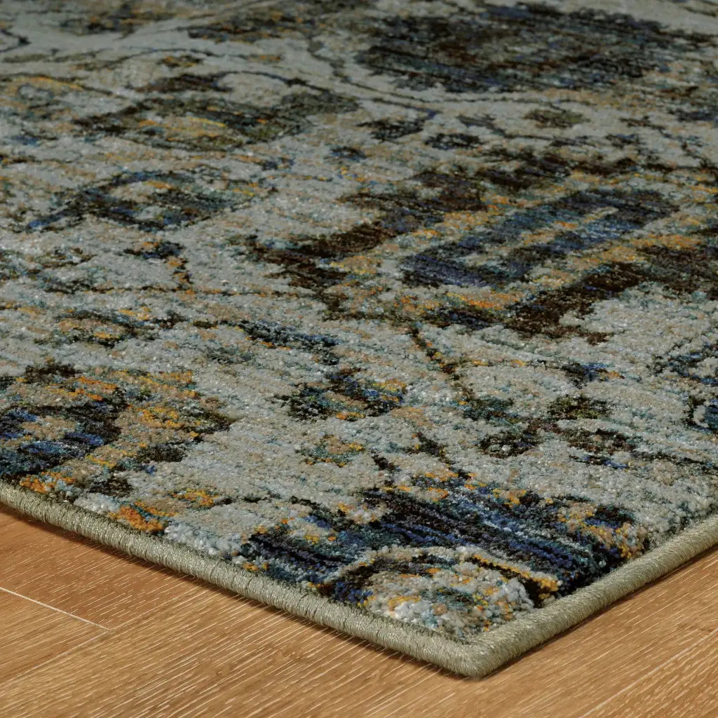 8' Runner Blue Green Oriental Power Loom Runner Rug - Homeroots - Flyclothing LLC