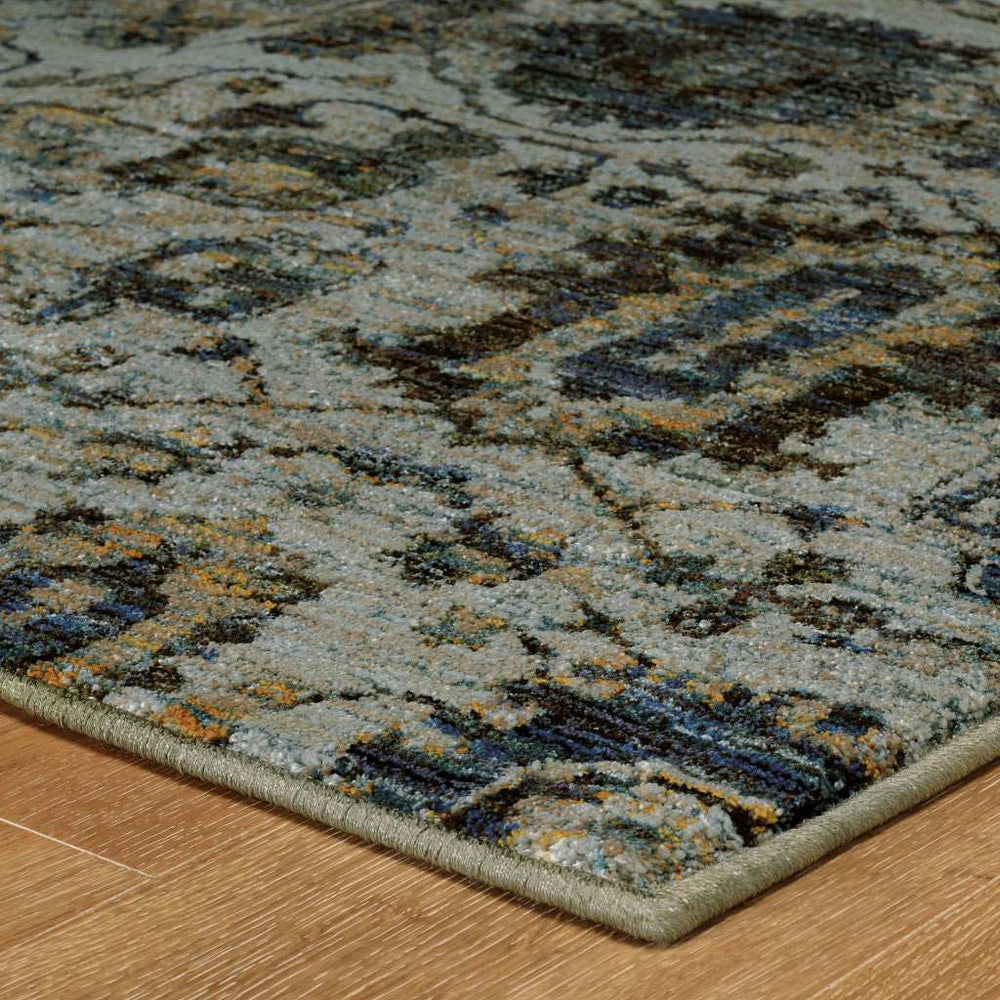 12' Runner Blue and Navy Oriental Power Loom Runner Rug - Homeroots - Flyclothing LLC