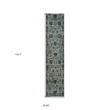 12' Runner Blue and Navy Oriental Power Loom Runner Rug - Homeroots - Flyclothing LLC