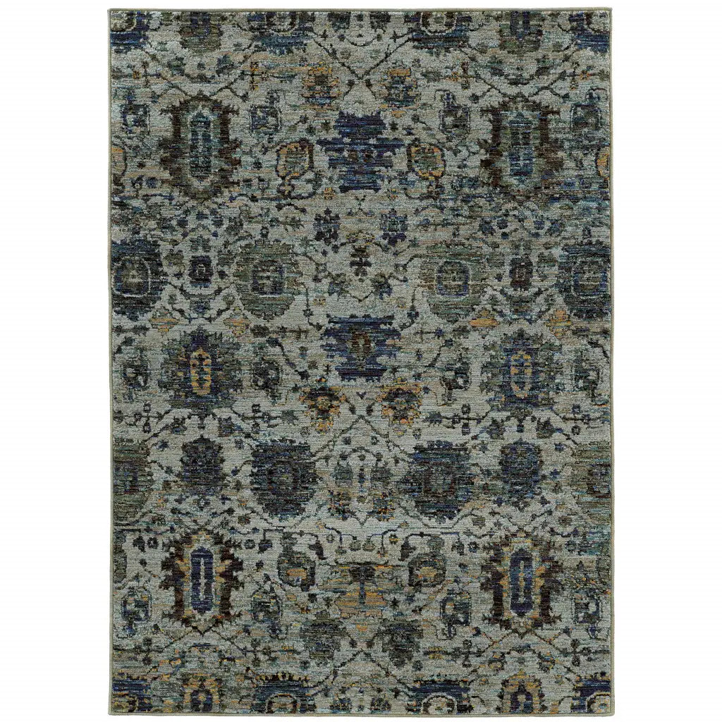 5' X 7' Blue Green Oriental Power Loom Area Rug - Homeroots - Flyclothing LLC