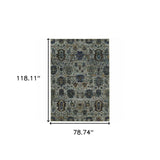 7' X 10' Blue Green Oriental Power Loom Area Rug - Homeroots - Flyclothing LLC