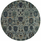 8' Blue Green Round Oriental Power Loom Area Rug - Homeroots - Flyclothing LLC