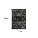 2' X 3' Navy Blue Oriental Power Loom Area Rug