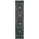12' Runner Navy and Blue Oriental Power Loom Runner Rug