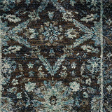 12' Runner Navy and Blue Oriental Power Loom Runner Rug