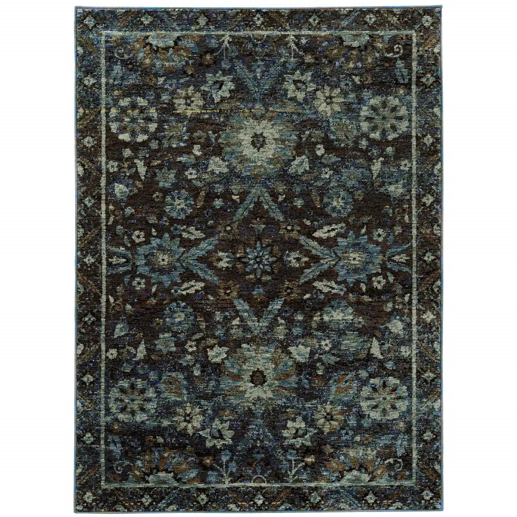 7' X 10' Navy Blue Oriental Power Loom Area Rug - Homeroots - Flyclothing LLC