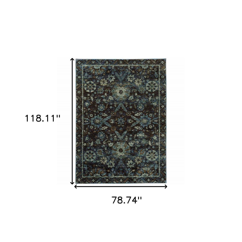 7' X 10' Navy Blue Oriental Power Loom Area Rug - Homeroots - Flyclothing LLC
