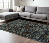 7' X 10' Navy Blue Oriental Power Loom Area Rug - Homeroots - Flyclothing LLC