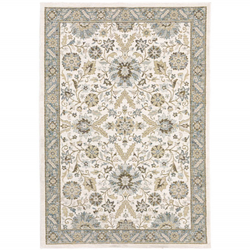 10' X 13' Gray and Ivory Oriental Power Loom Area Rug - Homeroots