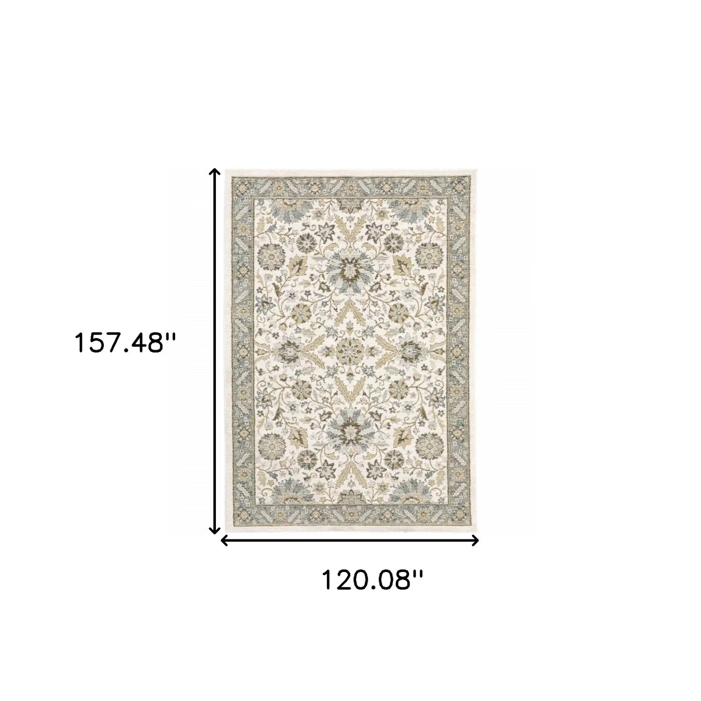 10' X 13' Gray and Ivory Oriental Power Loom Area Rug - Homeroots - Flyclothing LLC