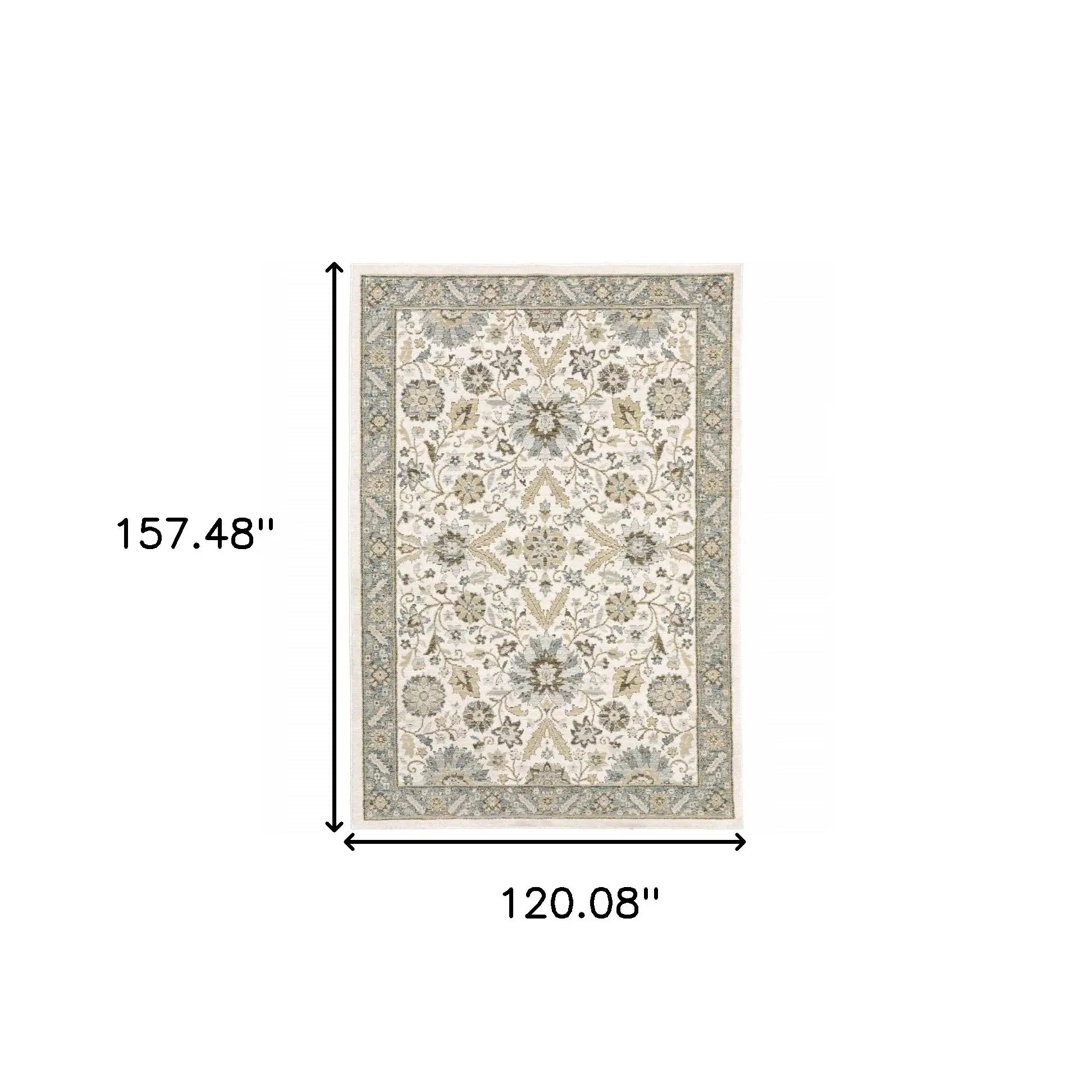 10' X 13' Gray and Ivory Oriental Power Loom Area Rug - Homeroots - Flyclothing LLC