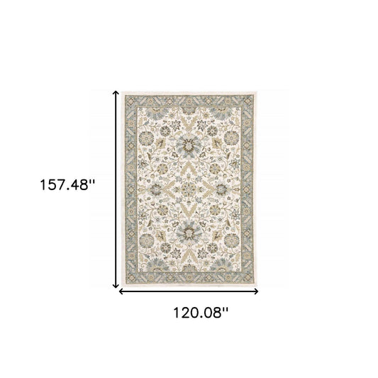10' X 13' Gray and Ivory Oriental Power Loom Area Rug - Homeroots - Flyclothing LLC