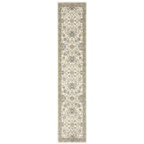 12' Runner Gray and Ivory Oriental Power Loom Runner Rug - Homeroots - Flyclothing LLC
