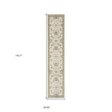 12' Runner Gray and Ivory Oriental Power Loom Runner Rug - Homeroots