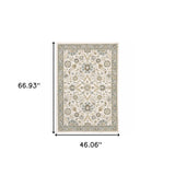 3' X 5' Gray and Ivory Oriental Power Loom Area Rug - Homeroots