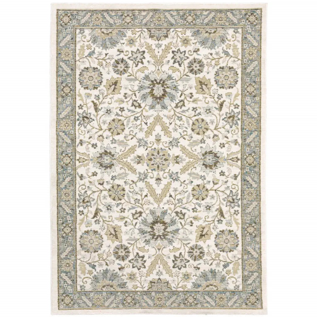 7' X 10' Gray and Ivory Oriental Power Loom Area Rug - Homeroots - Flyclothing LLC