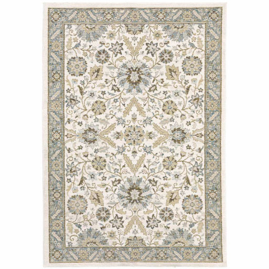7' X 10' Gray and Ivory Oriental Power Loom Area Rug - Homeroots - Flyclothing LLC