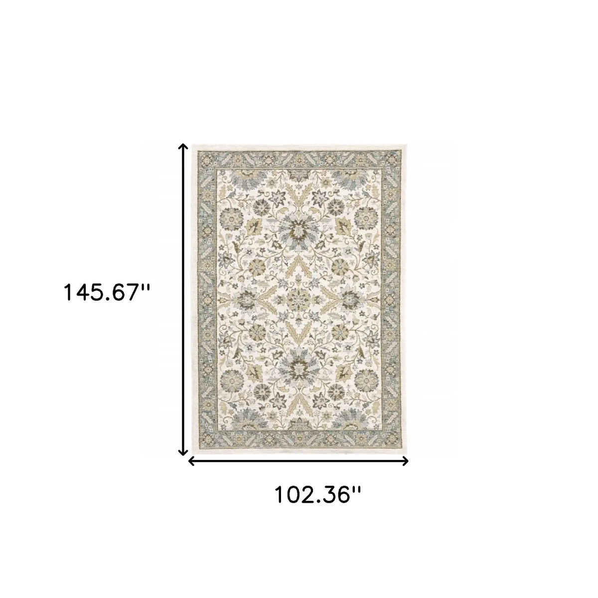 9' X 12' Gray and Ivory Oriental Power Loom Area Rug - Homeroots - Flyclothing LLC