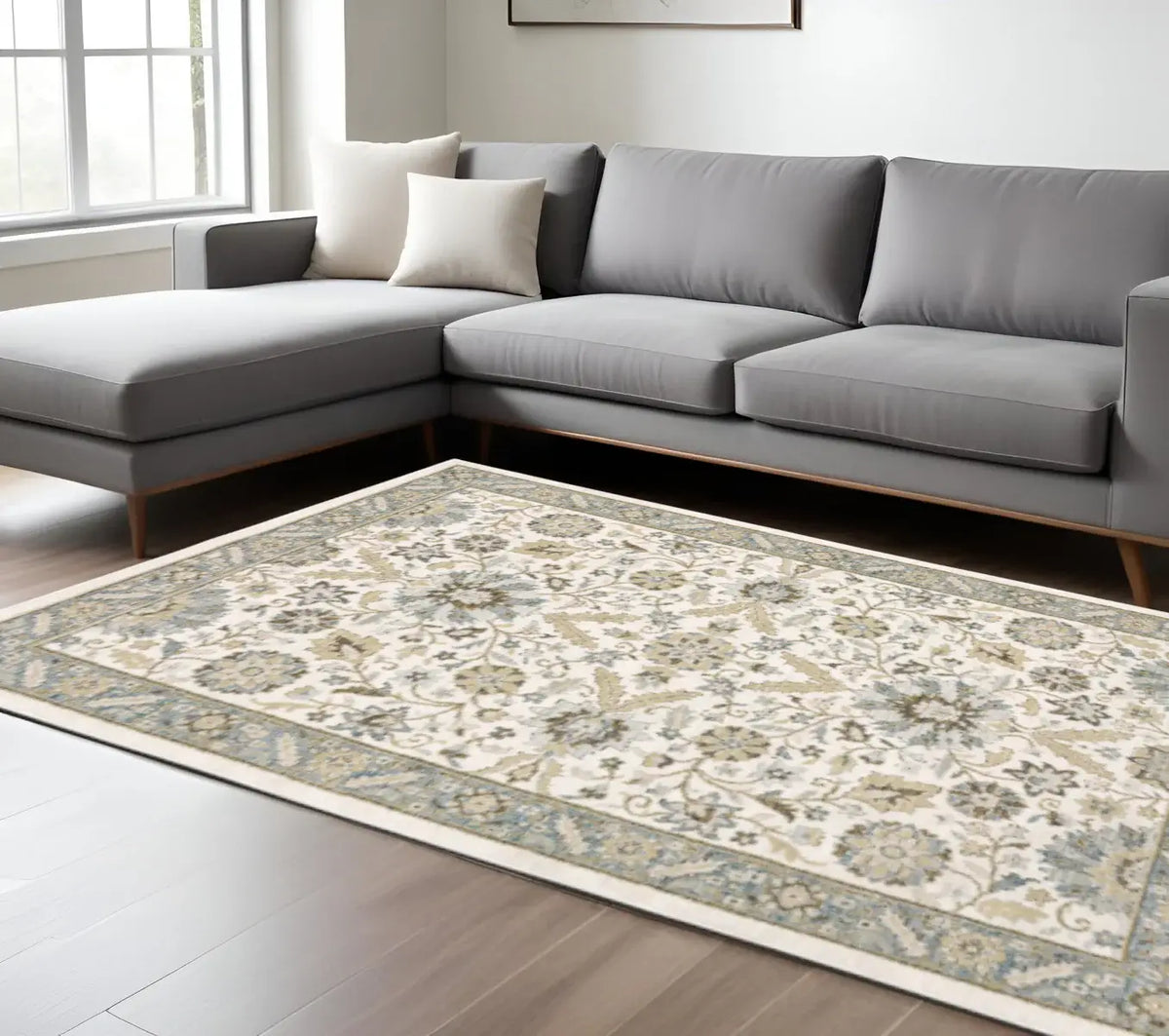 9' X 12' Gray and Ivory Oriental Power Loom Area Rug - Homeroots - Flyclothing LLC