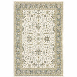 2' X 3' Gray and Ivory Oriental Power Loom Area Rug