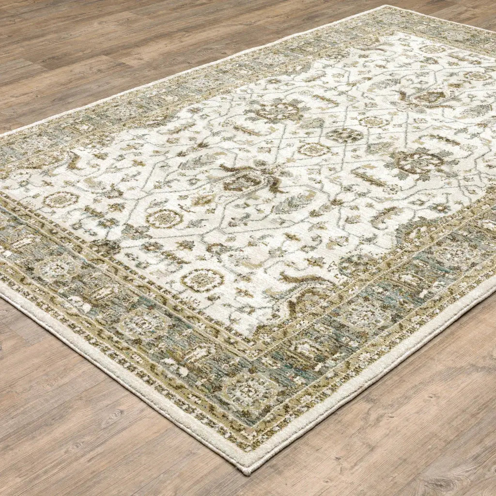2' X 3' Gray and Ivory Oriental Power Loom Area Rug - Homeroots - Flyclothing LLC