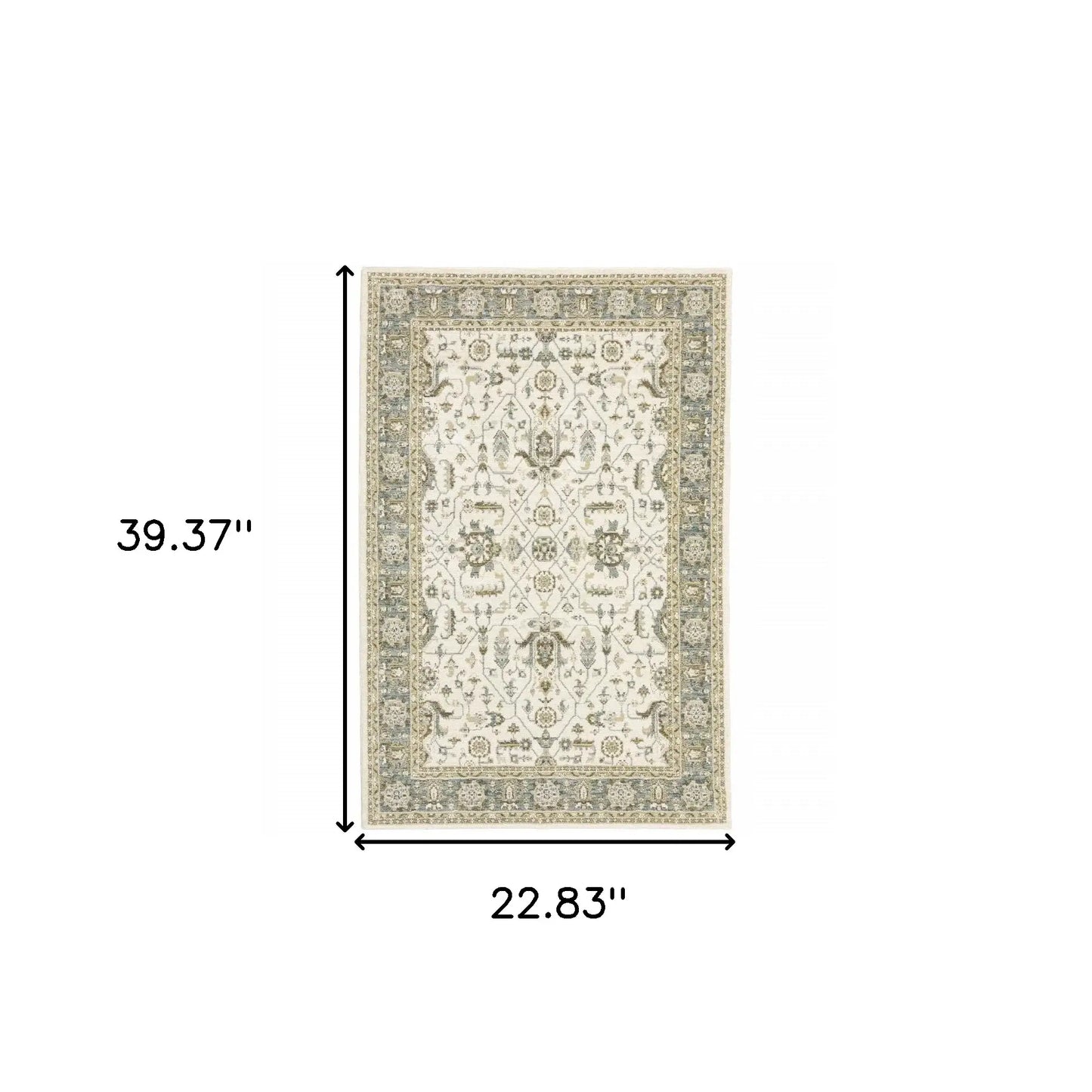 2' X 3' Gray and Ivory Oriental Power Loom Area Rug - Homeroots - Flyclothing LLC