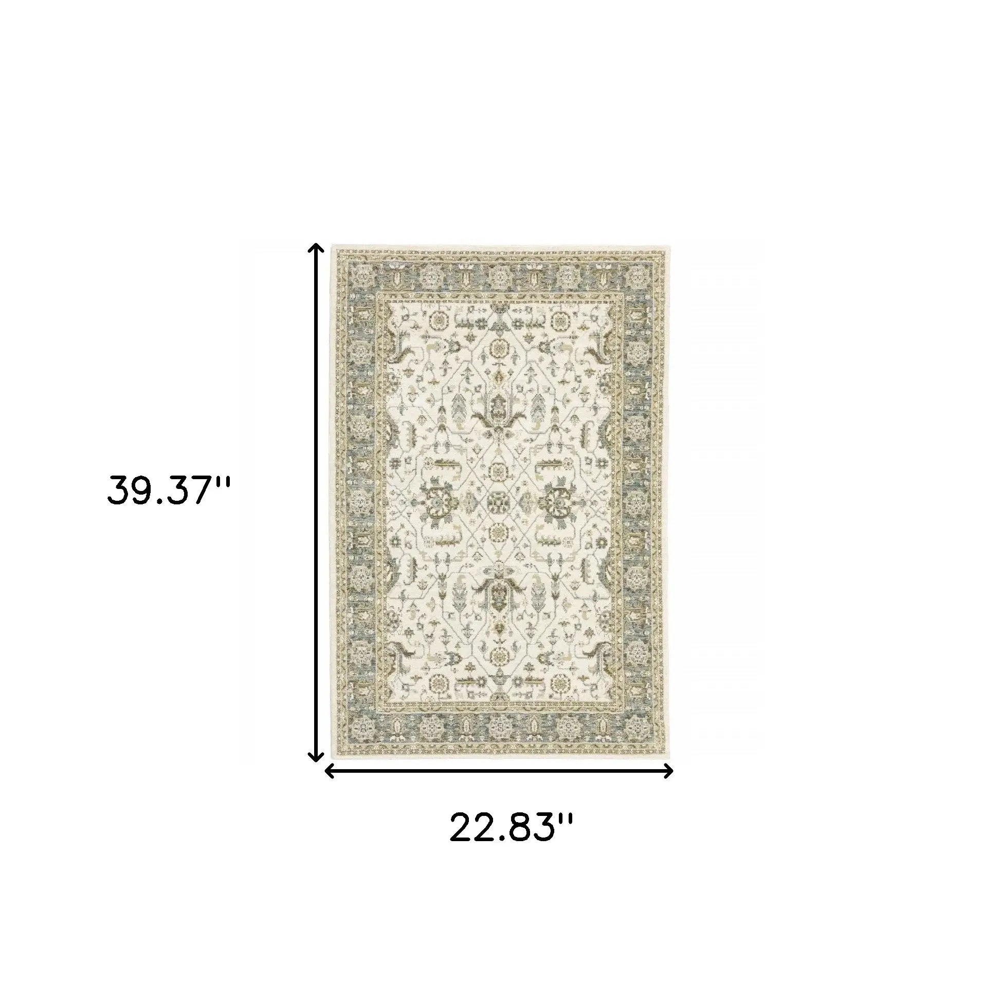 2' X 3' Gray and Ivory Oriental Power Loom Area Rug - Homeroots - Flyclothing LLC