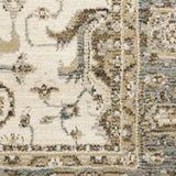 12' Runner Ivory Grey and Blue Oriental Power Loom Runner Rug - Homeroots - Flyclothing LLC