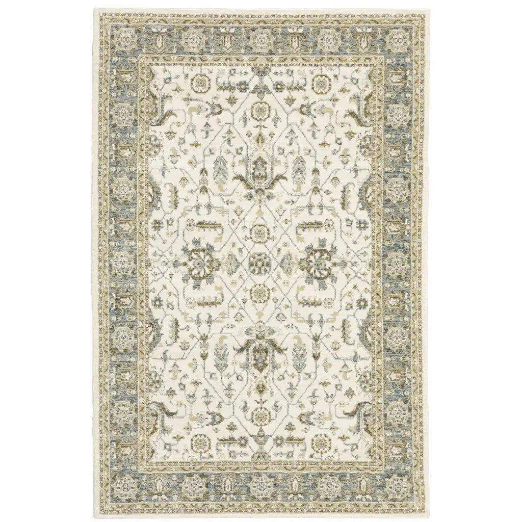 3' X 5' Gray and Ivory Oriental Power Loom Area Rug - Homeroots - Flyclothing LLC