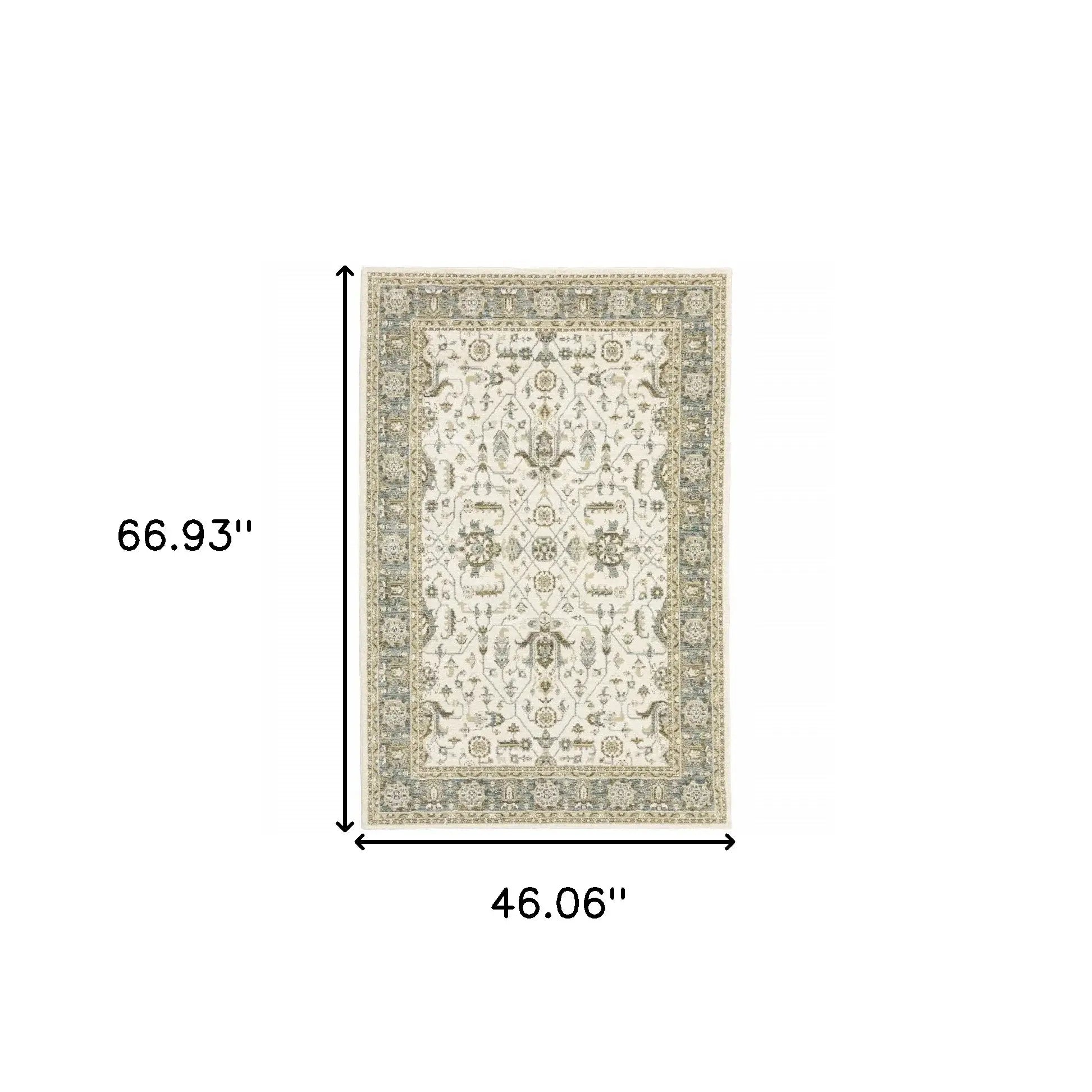 3' X 5' Gray and Ivory Oriental Power Loom Area Rug - Homeroots - Flyclothing LLC