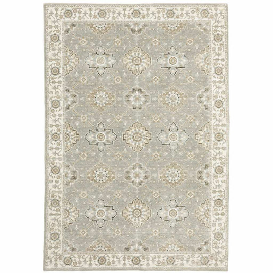 10' X 13' Gray and Ivory Oriental Power Loom Area Rug - Homeroots - Flyclothing LLC