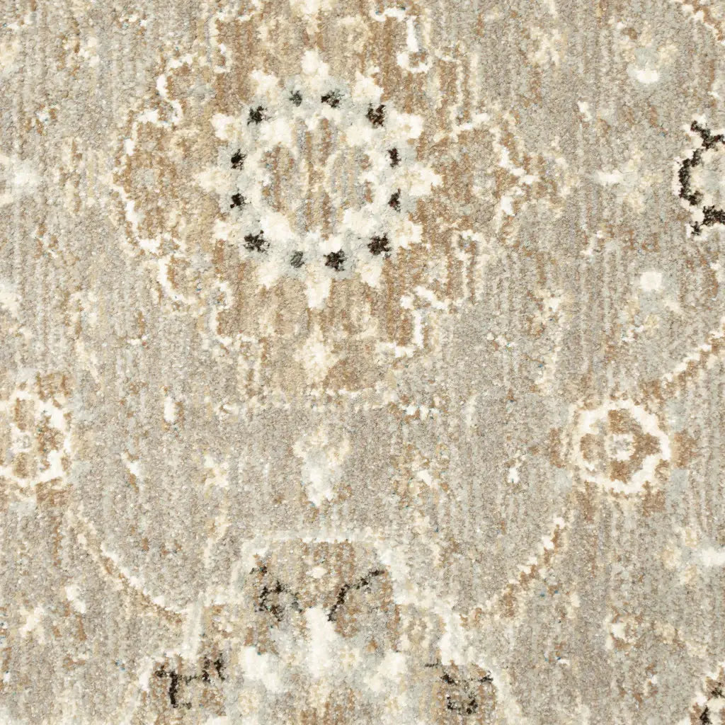 10' X 13' Gray and Ivory Oriental Power Loom Area Rug - Homeroots - Flyclothing LLC