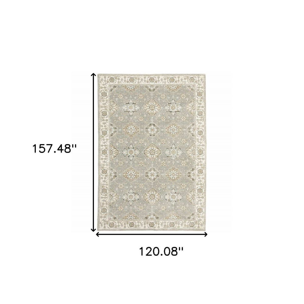 10' X 13' Gray and Ivory Oriental Power Loom Area Rug - Homeroots - Flyclothing LLC