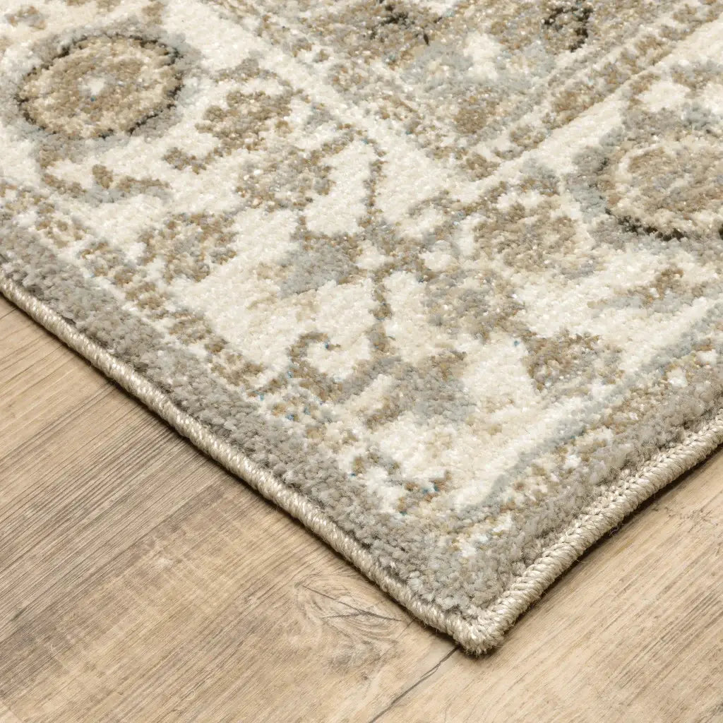 2' X 3' Gray and Ivory Oriental Power Loom Area Rug - Homeroots - Flyclothing LLC