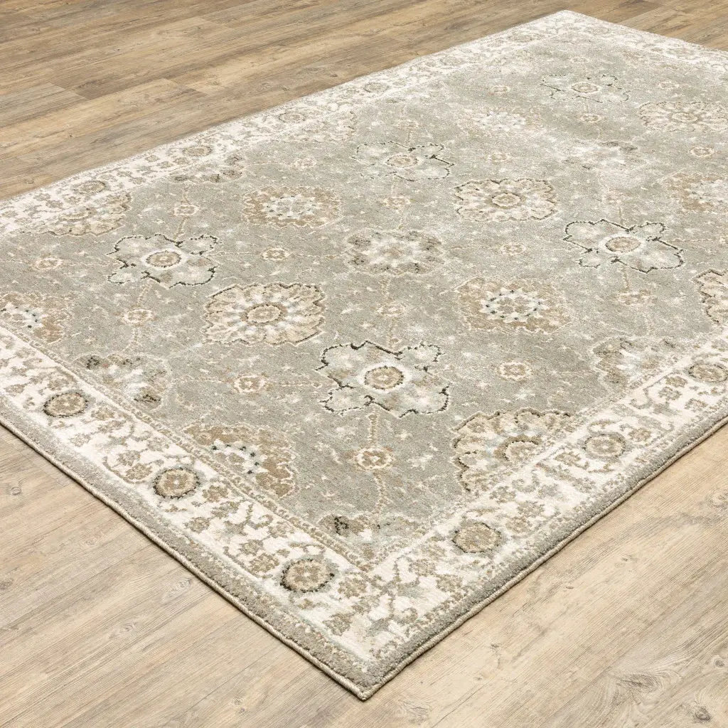 2' X 3' Gray and Ivory Oriental Power Loom Area Rug - Homeroots - Flyclothing LLC