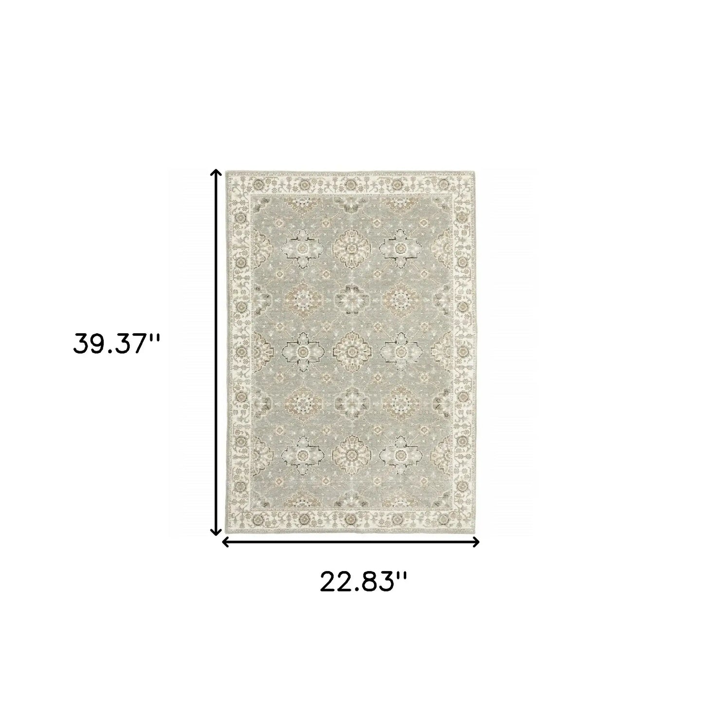 2' X 3' Gray and Ivory Oriental Power Loom Area Rug - Homeroots - Flyclothing LLC
