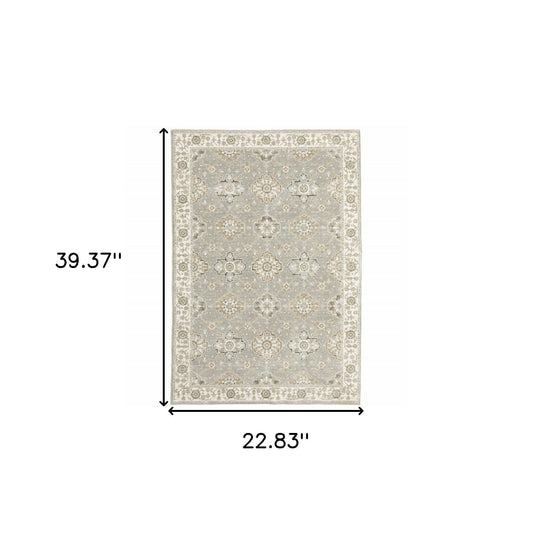 2' X 3' Gray and Ivory Oriental Power Loom Area Rug - Homeroots - Flyclothing LLC
