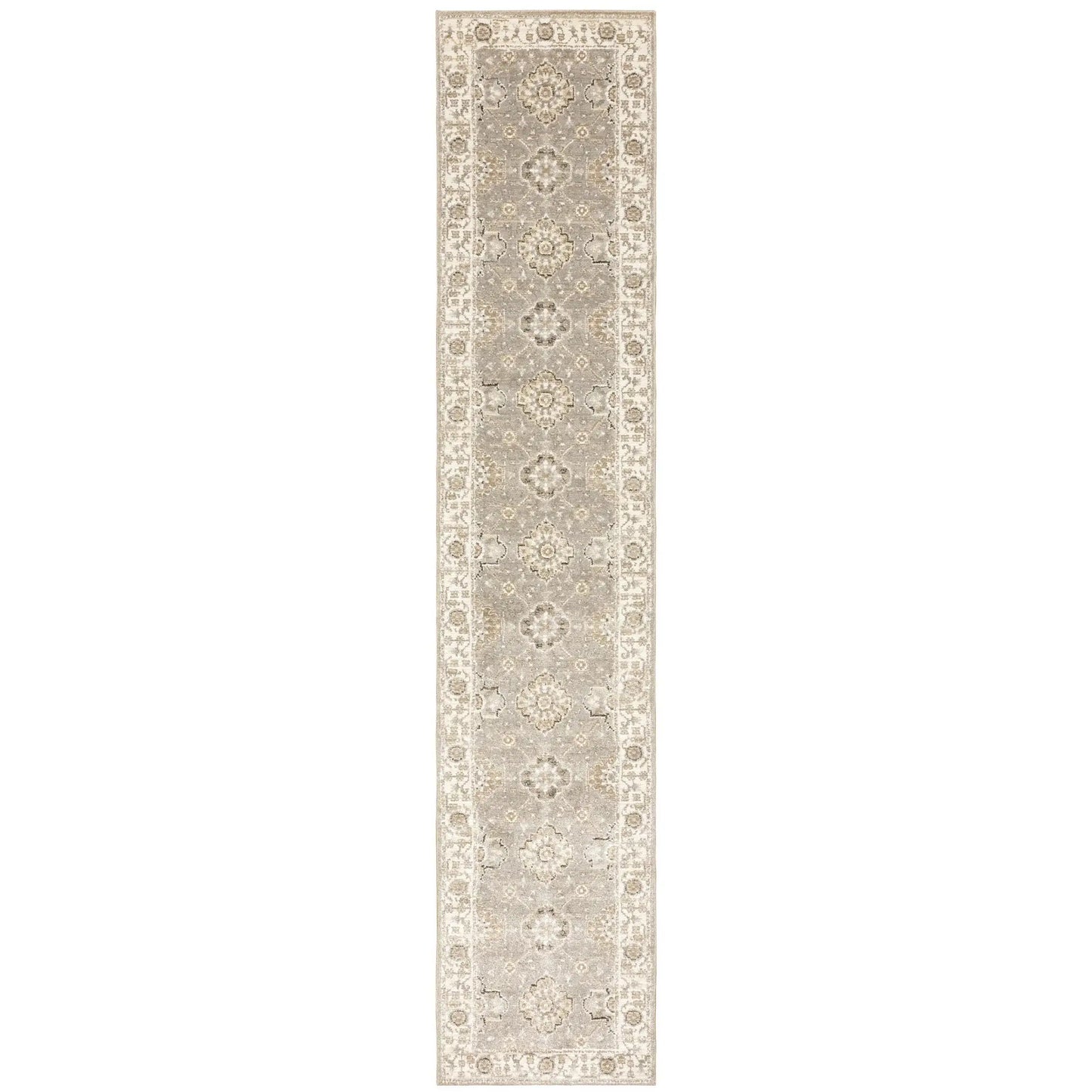 12' Runner Beige and Ivory Oriental Power Loom Runner Rug - Homeroots - Flyclothing LLC