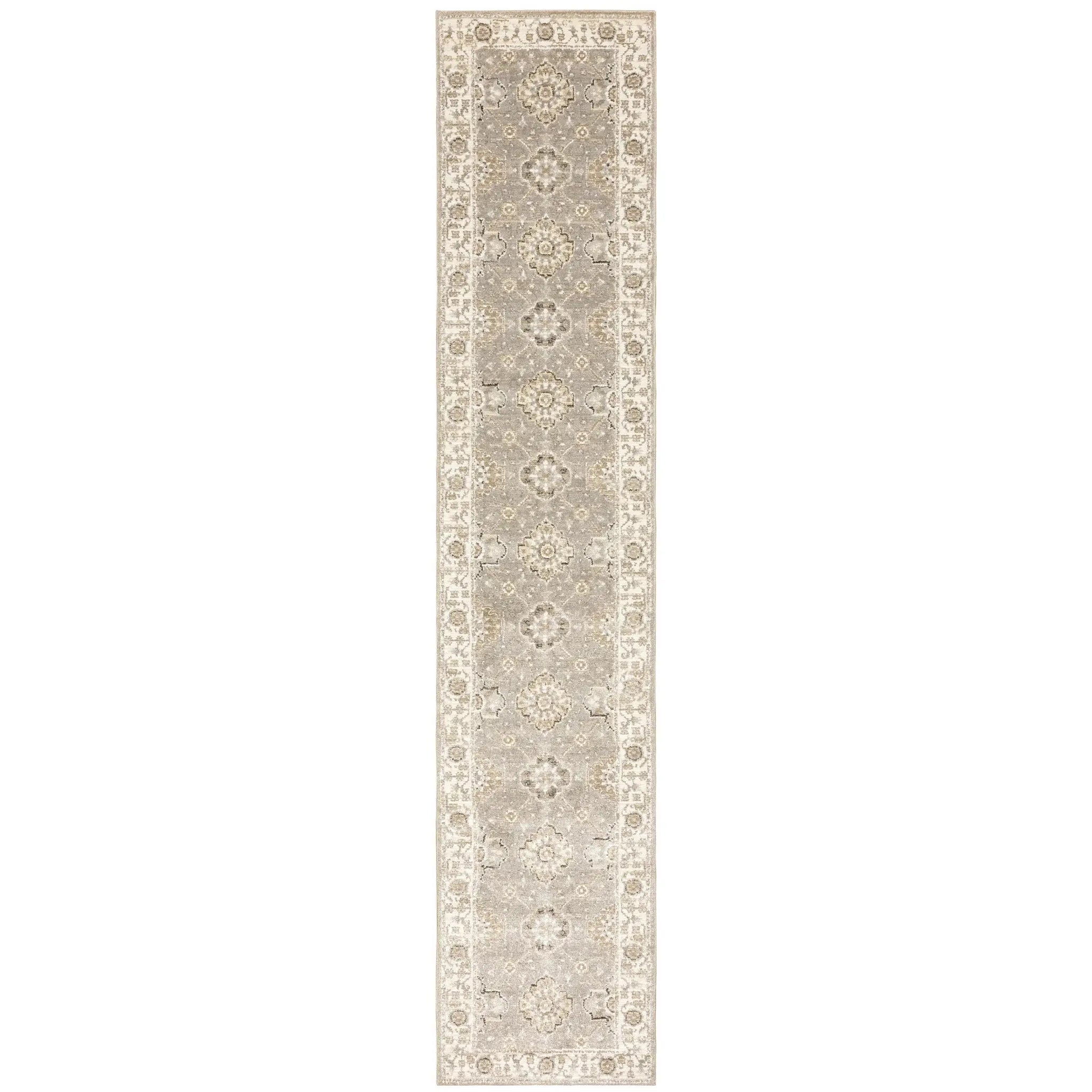 12' Runner Beige and Ivory Oriental Power Loom Runner Rug - Homeroots - Flyclothing LLC