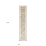 12' Runner Beige and Ivory Oriental Power Loom Runner Rug - Homeroots - Flyclothing LLC