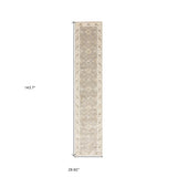12' Runner Beige and Ivory Oriental Power Loom Runner Rug - Homeroots