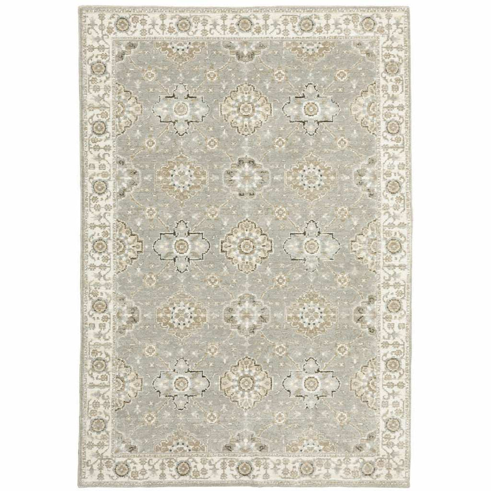 3' X 5' Gray and Ivory Oriental Power Loom Area Rug - Homeroots - Flyclothing LLC