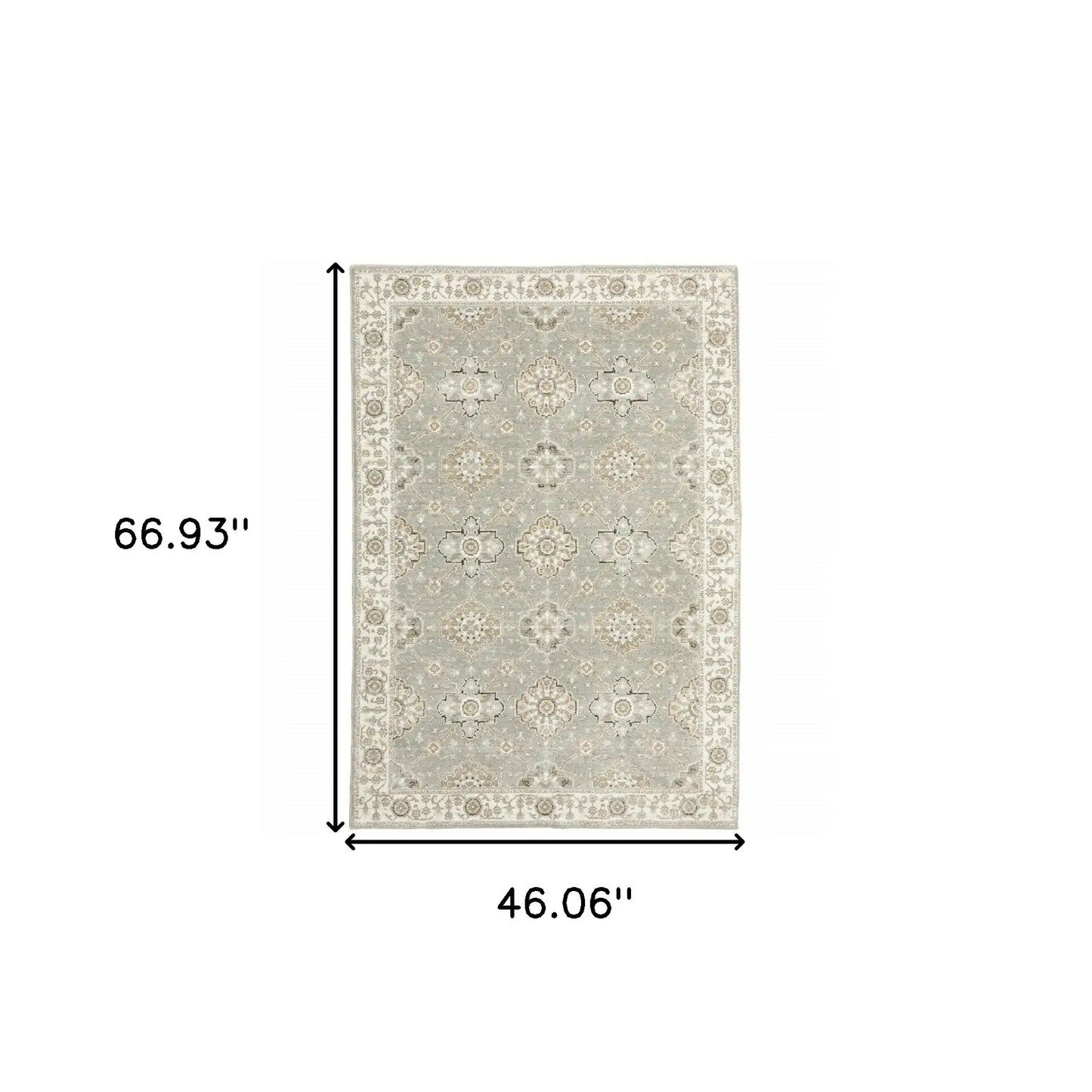 3' X 5' Gray and Ivory Oriental Power Loom Area Rug - Homeroots - Flyclothing LLC