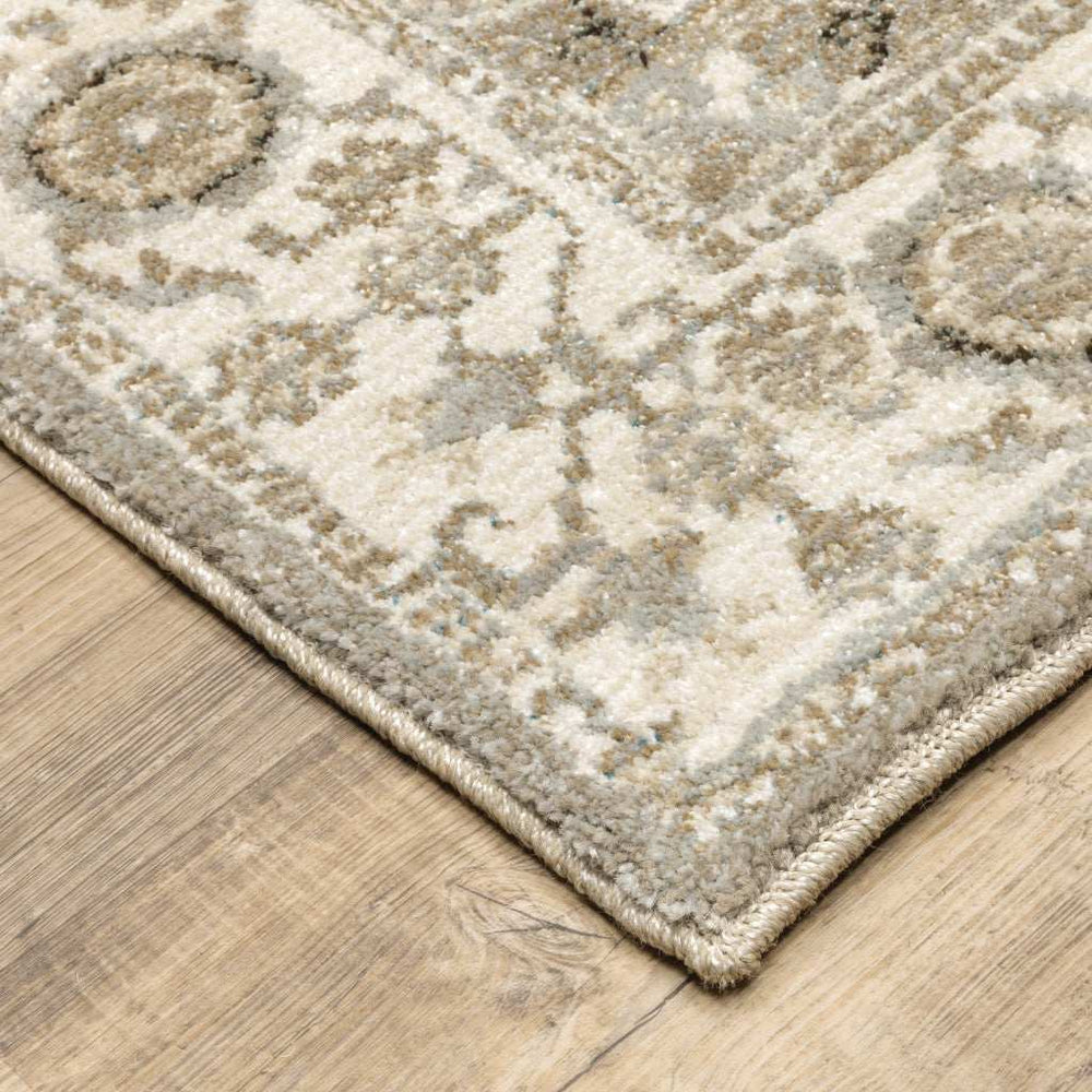 9' X 12' Gray and Ivory Oriental Power Loom Area Rug - Homeroots - Flyclothing LLC