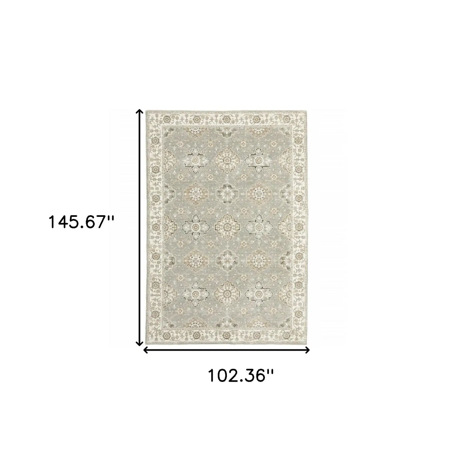 9' X 12' Gray and Ivory Oriental Power Loom Area Rug - Homeroots - Flyclothing LLC