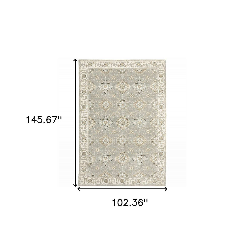 9' X 12' Gray and Ivory Oriental Power Loom Area Rug - Homeroots - Flyclothing LLC