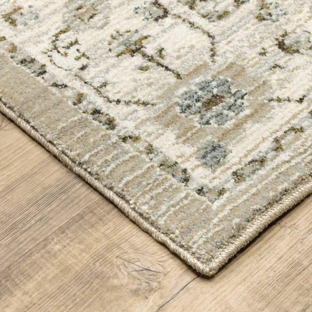 10' X 13' Beige and Ivory Oriental Power Loom Area Rug - Homeroots - Flyclothing LLC
