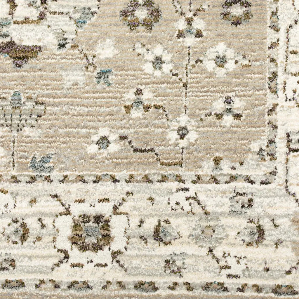 10' X 13' Beige and Ivory Oriental Power Loom Area Rug - Homeroots - Flyclothing LLC
