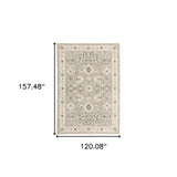 10' X 13' Beige and Ivory Oriental Power Loom Area Rug - Homeroots