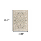2' X 3' Beige and Ivory Oriental Power Loom Area Rug